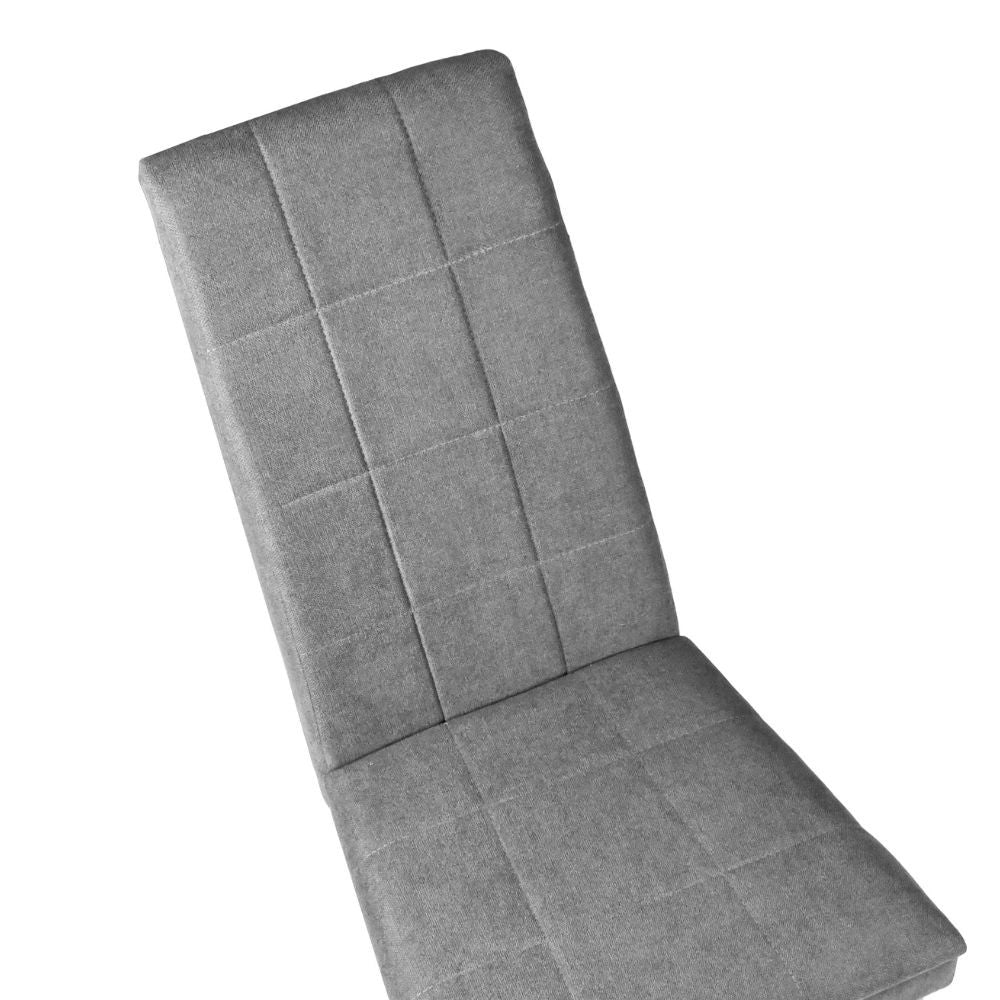 Set 2 Sedie imbottite con struttura in legno bianco e tessuto grigio Tim
