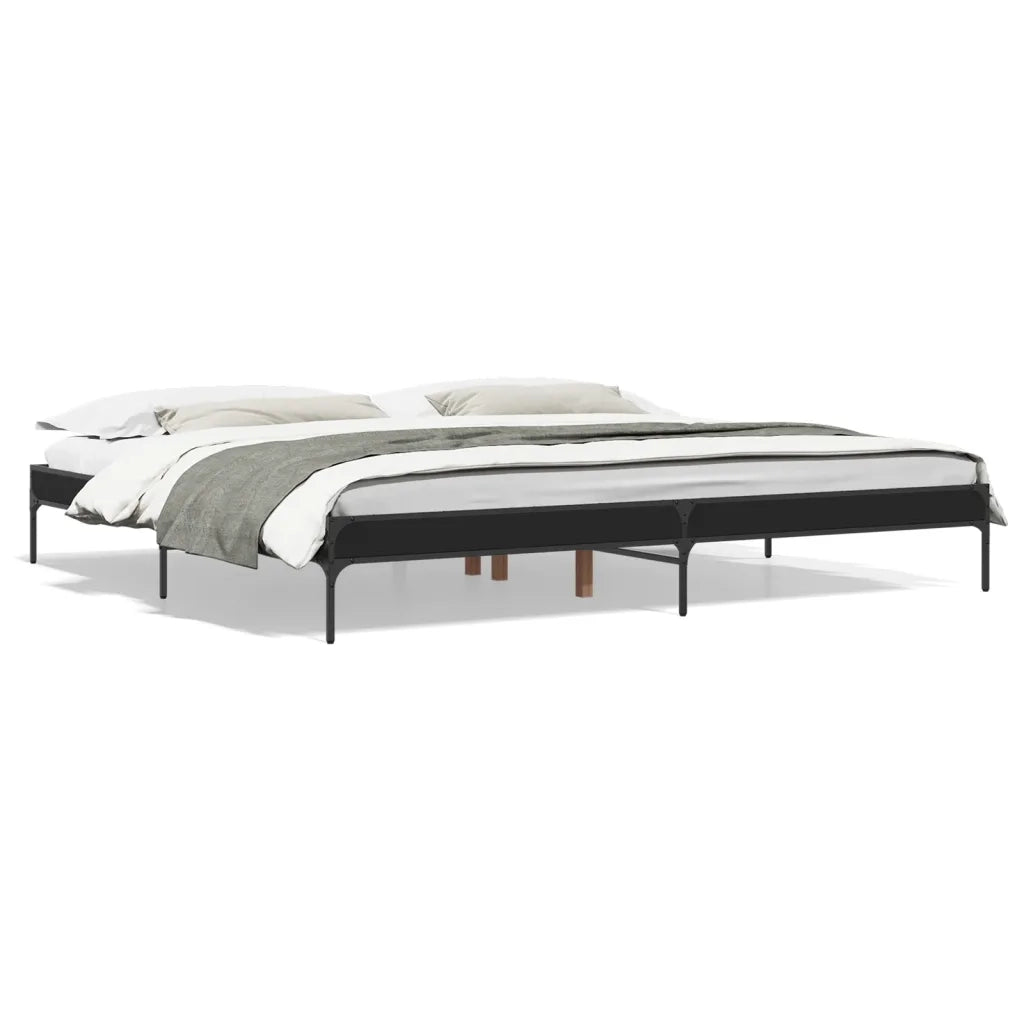 vidaXL Giroletto Nero 200x200 cm in Legno Multistrato e Metallo
