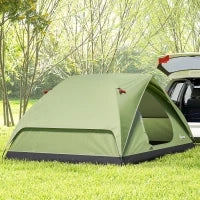 Tenda da Campeggio per 3 Persone Impermeabile con Tasche, Gancio per Lanterna e Borsa di Trasporto, Verde