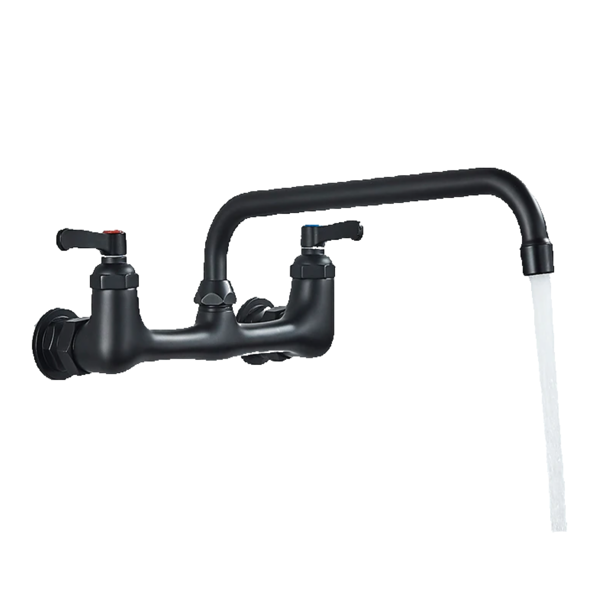 ALEX | rubinetto miscelatore catering rubinetto a parete nero | professionale da cucina in acciaio inox lungo e piatto| acqua ristorante bocca dritta