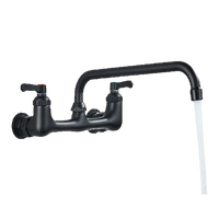 ALEX | rubinetto miscelatore catering rubinetto a parete nero | professionale da cucina in acciaio inox lungo e piatto| acqua ristorante bocca dritta