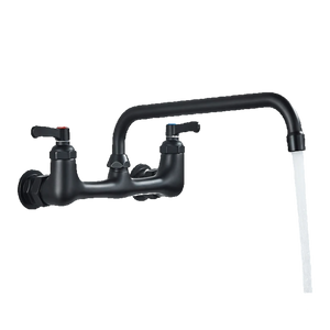 ALEX | rubinetto miscelatore catering rubinetto a parete nero | professionale da cucina in acciaio inox lungo e piatto| acqua ristorante bocca dritta