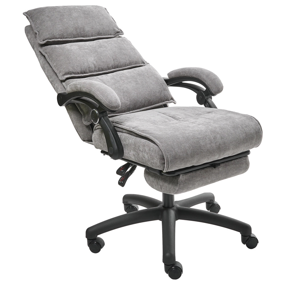 Sedia professionale per ufficio con rivestimento in ciniglia grigio Base girevole con poggiapiedi Schienale inclinabile