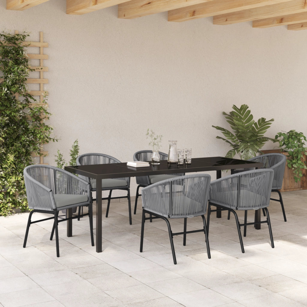 Set da pranzo da giardino 7 pezzi Grigio Rattan PE