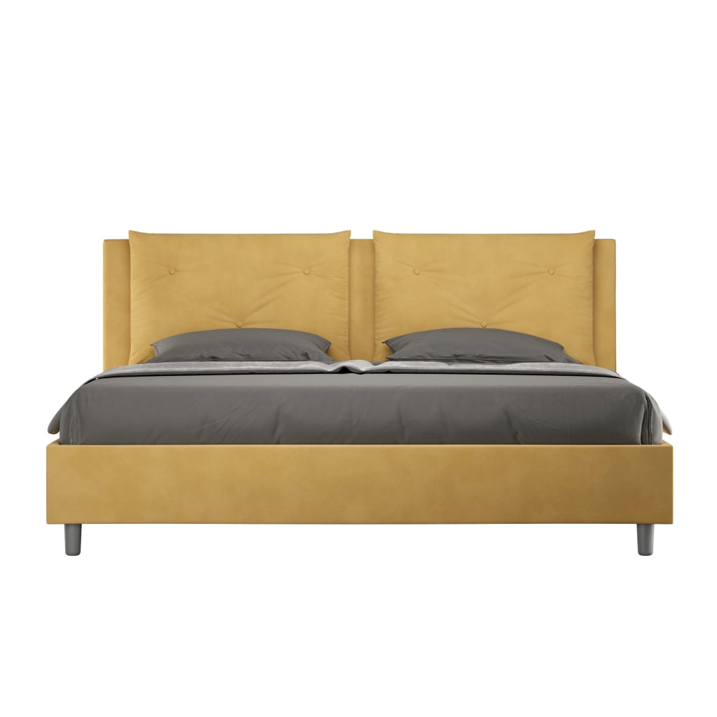 BS COM Letto contenitore imbottito 180x190 microfibra ocra