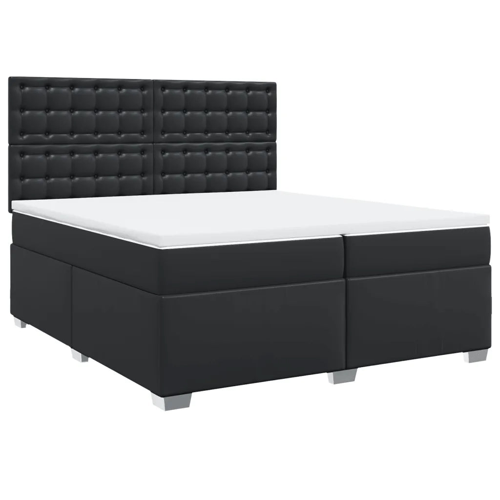 Giroletto a Molle con Materasso Nero 200x200 cm in Similpelle