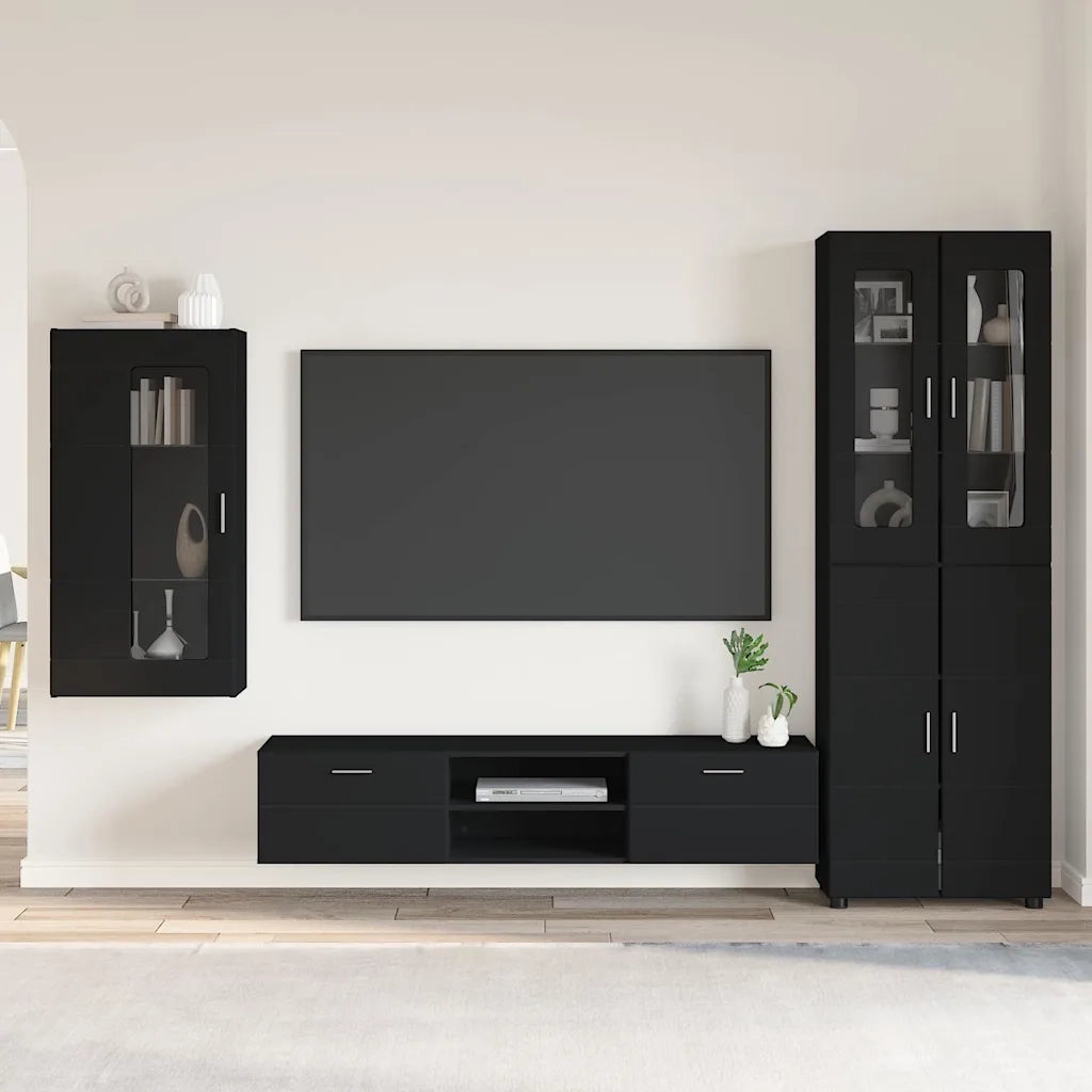 Set mobile TV con cassetto FLORIN 3 pcs Nero Legno multistrato