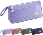 Etui grande con 2 compartimenti, design semplice e retro con manico, facile da trasportare, adatto per scuola, ufficio, bambini e adulti