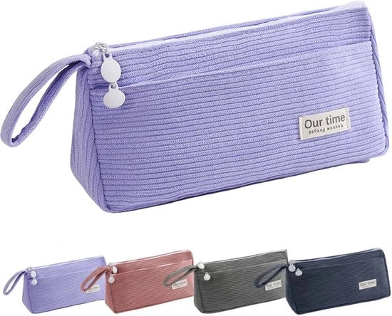 Etui grande con 2 compartimenti, design semplice e retro con manico, facile da trasportare, adatto per scuola, ufficio, bambini e adulti