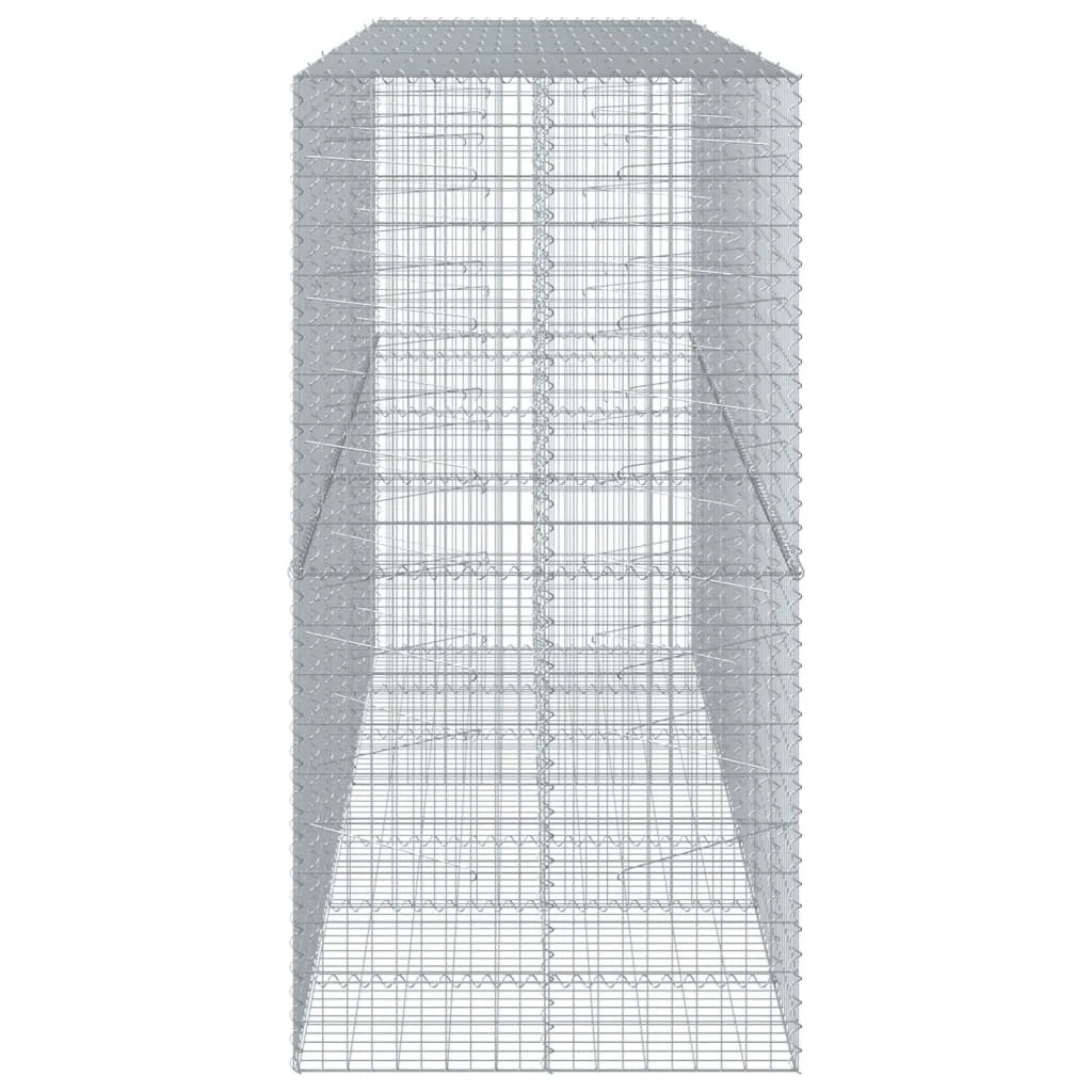 Gabbione recinto a gabbia muro di contenimento con coperchio 350 x 100 x 200 cm ferro zincato argento 02_0040158