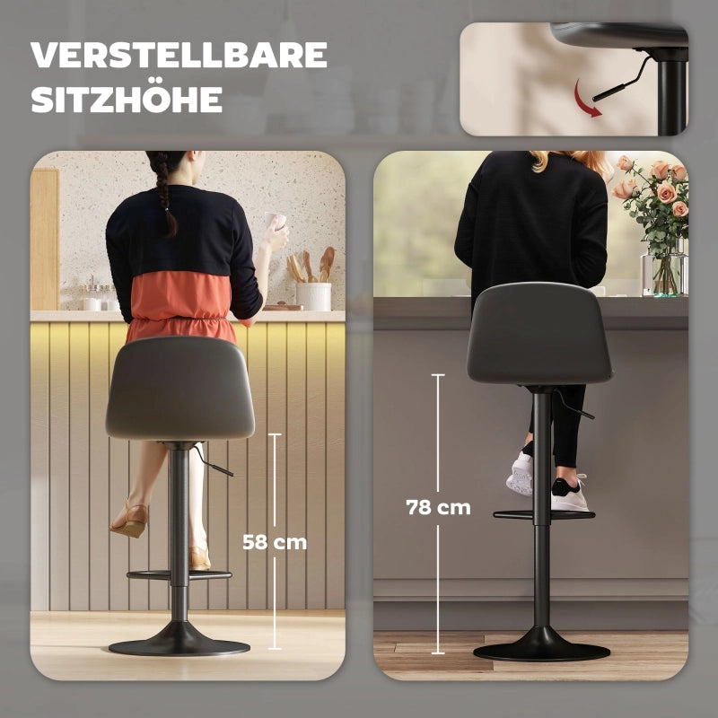 SGABELLO BAR Set da 2 pezzi Altezza regolabile 58-78 cm Nero