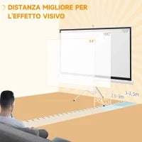 Telo Proiettore da 84 Pollici con Treppiede Regolabile, in Plastica e Metallo, 200x8x118 cm, Bianco