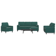 vidaXL Set di Divani 4 pz con Cuscini e Rinforzi Verde scuro Velluto