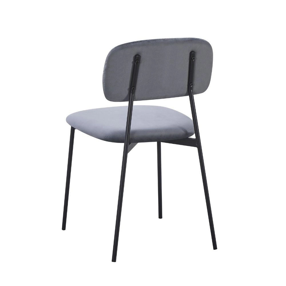 Set 4 Sedie Shen in vellutino grigio e gambe in metallo nero 44x49x78H