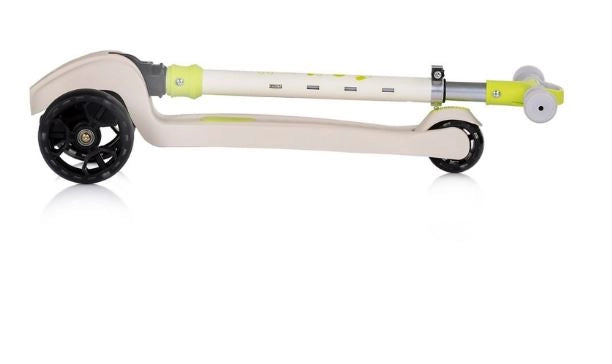 Monopattino per Bambini 3 anni Bianco-Lime Modello Luxury fino a 50kg Scooter con ruote LED Pedana antiscivolo Freno inc