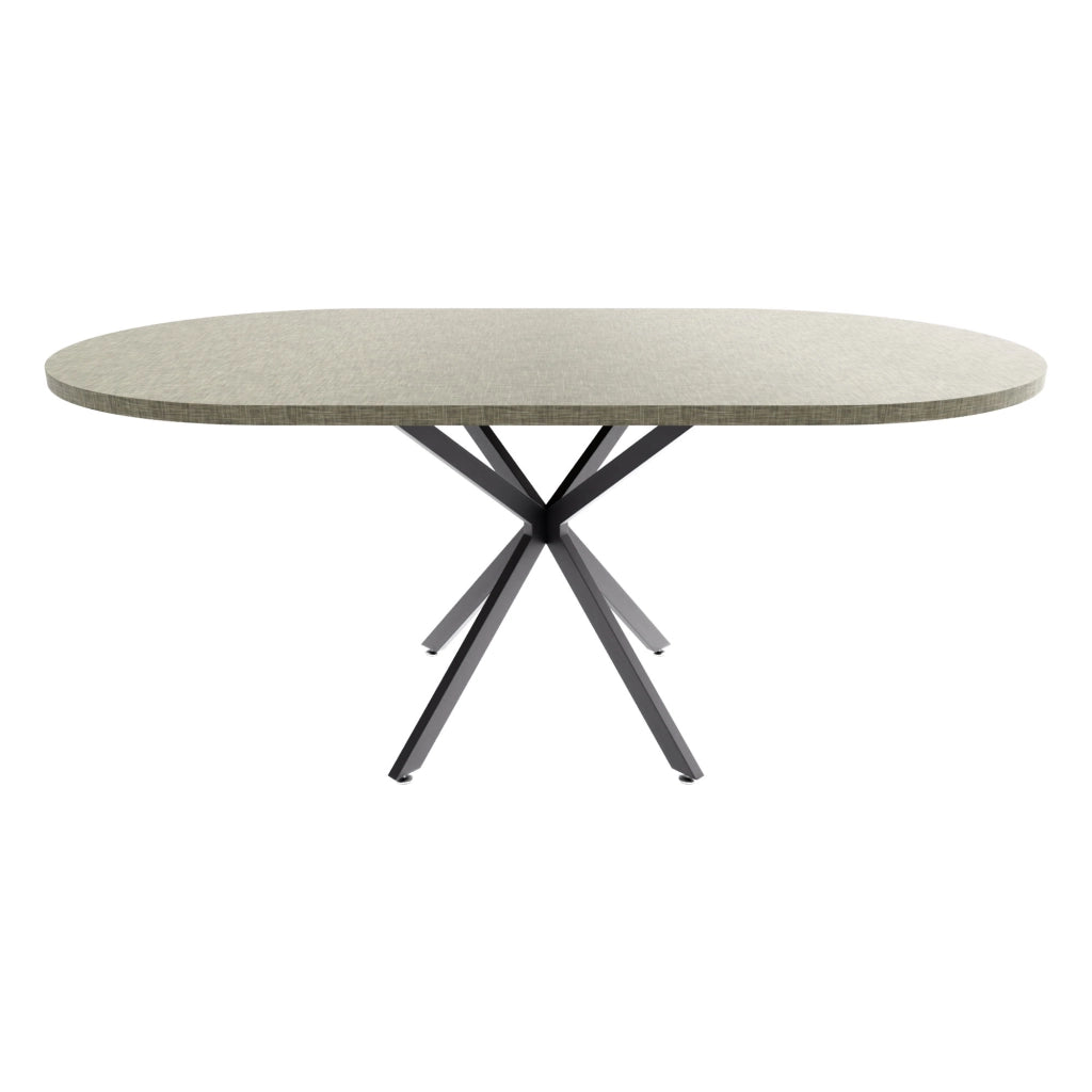 Marui Big - Tavolo da pranzo ovale 180x100 cm in Legno Testurizzato con Piede Centrale in metallo Kiso