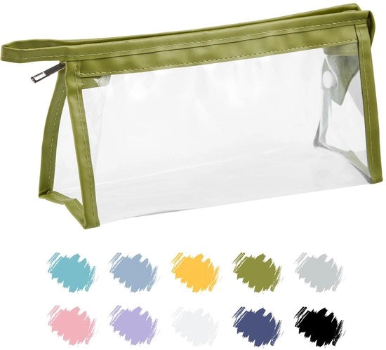 Etui Transparente Forest Green Grande, Borsa Multifunzionale per Studenti, Borsa Cosmetici Transparente per Ragazzi, Donne, Etui Verde x 1