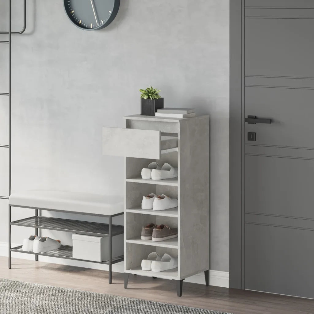 Scarpiera-Scaffale per scarpe Grigio Cemento 40x36x105 cm in Legno Multistrato 254579
