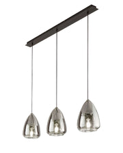 Britton Lampada a Sospensione in Metallo e Vetro Borosilicato Colore Fumé, Attacco E27 3x40W, Design Moderno ed Elegante per Interni IP20