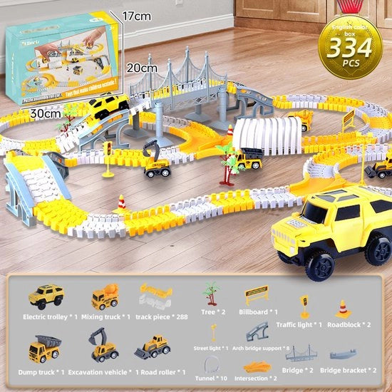 Set di costruzione di auto elettrica per bambini con pista di gioco educativa per 334 pezzi