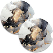 Accessori per auto - becheriere - sospensione - assorbenti ceramici - accessori per auto - carini - marmo nero e bianco - pinze per dita - base a cono - 6,5 cm.