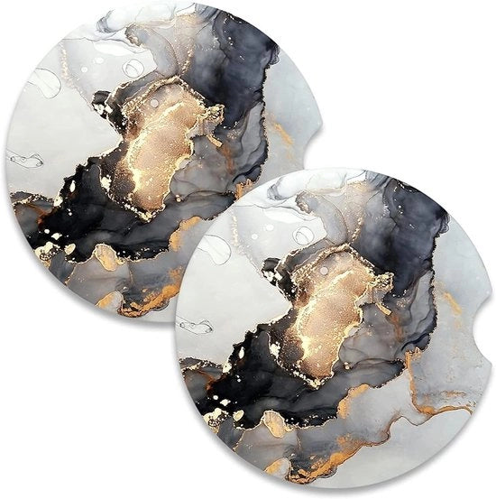 Accessori per auto - becheriere - sospensione - assorbenti ceramici - accessori per auto - carini - marmo nero e bianco - pinze per dita - base a cono - 6,5 cm.