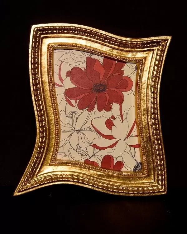 Mobili2g - portafoto in foglia oro rettangolare-sagomata- misure: l.30 x h.31 x p.3