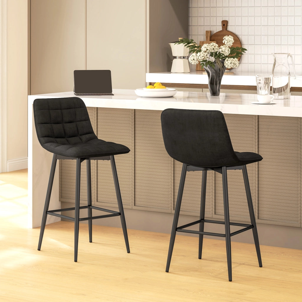 Sgabelli da Cucina in Tessuto e Metallo ¨C zephmum ¨C Nero, 45x47x84 cm