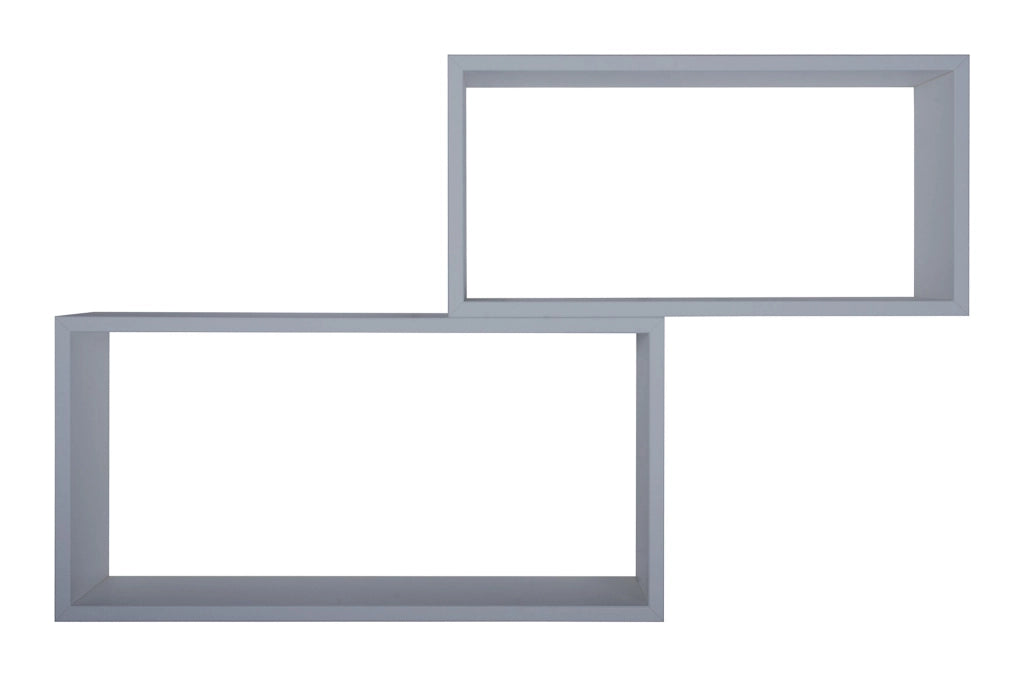 Set 2 Mensole Cubo da Parete Rettangolare in Fibra di Legno Bislungo Grigio
