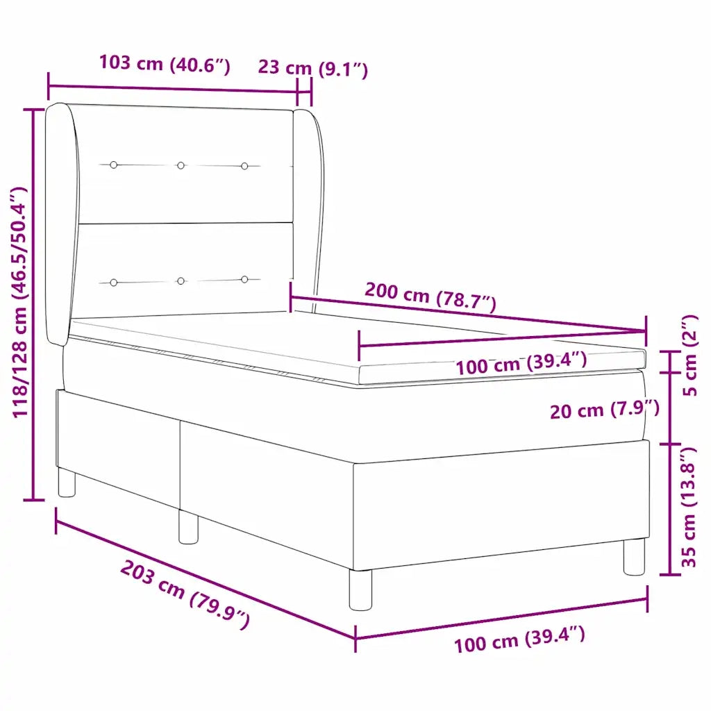 Letto a molle con testiera Marrone scuro 100 x 200 cm Tessuto 3340553