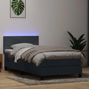 Letto a Molle con Materasso e LED Grigio Scuro 80x220 cm Velluto 3316906