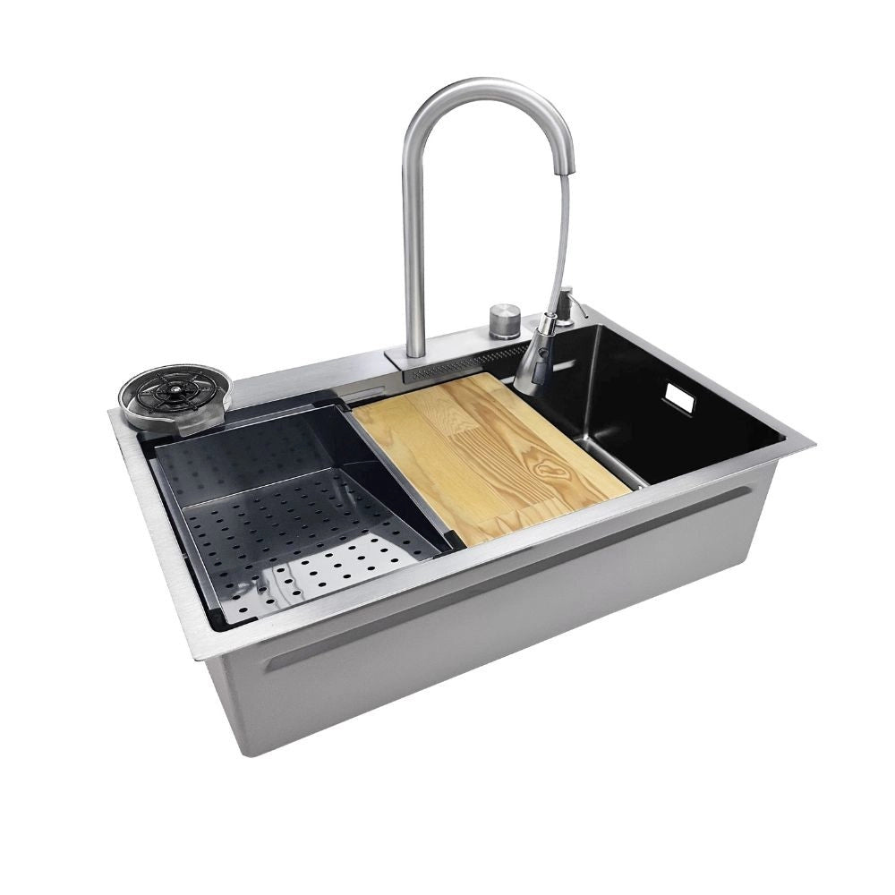 Lavello incasso SA3541 una vasca 75x45 cm. completo di accessori colore inox