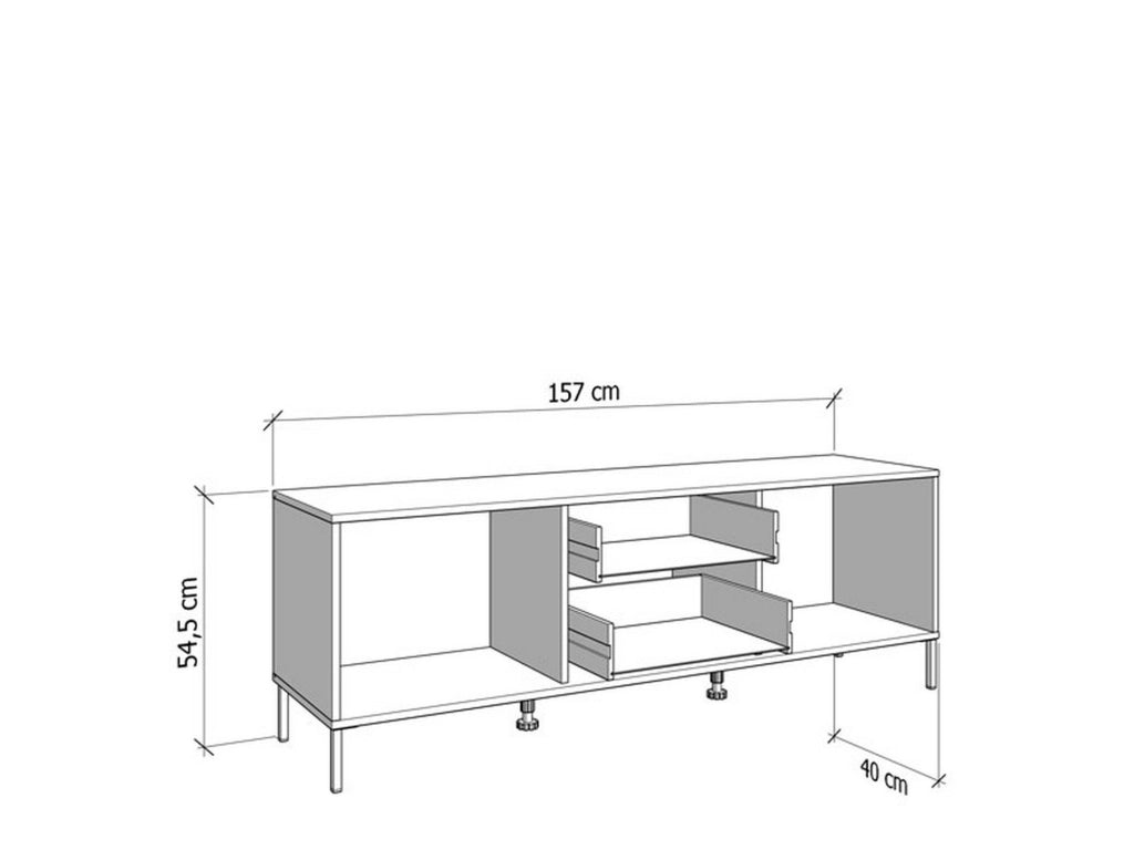 Raiano, Mobile Porta tv 2 Cassetti, 157x40x54.5h cm Marrone Rovere Nodi