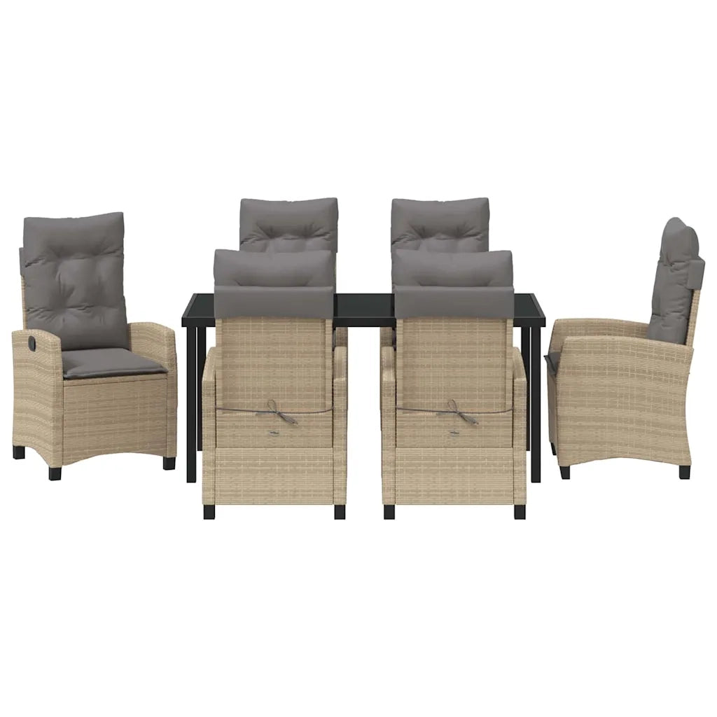 Set da Pranzo per Giardino con cuscino 7 pcs Beige polyrattan 3380404