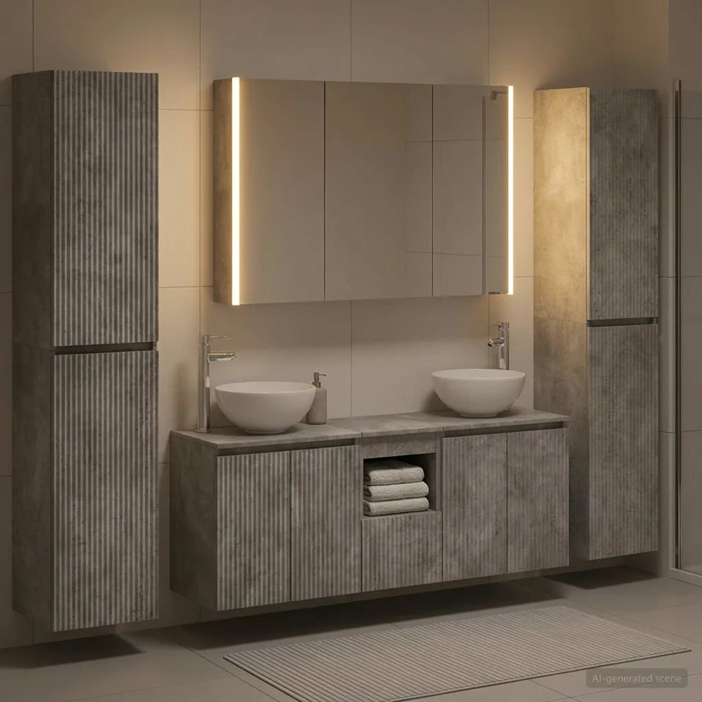 Set di mobili per il bagno 6 pcs Grigio Cemento 3407218