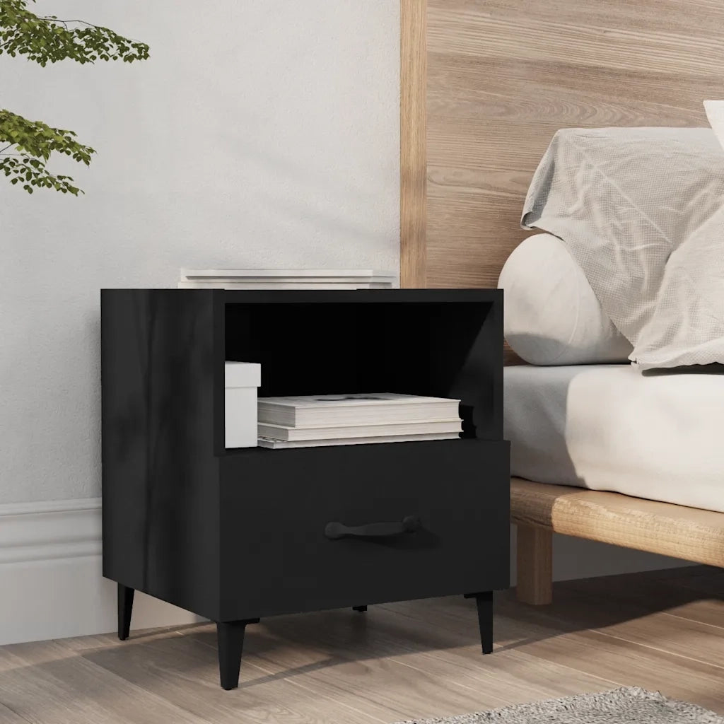 Comodino Nero in Legno Multistrato 812026