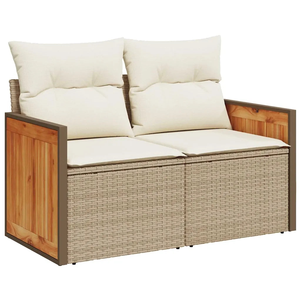 Set Divano da Giardino con cuscino 11 pcs Beige e Crema