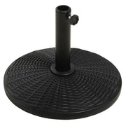 BASE PER OMBRELLONE ROTONDA EFFETTO RATTAN DA 12.5 KG SUPPORTO PER PALI DA 38MM E 48MM Ø44.5 CM NERO