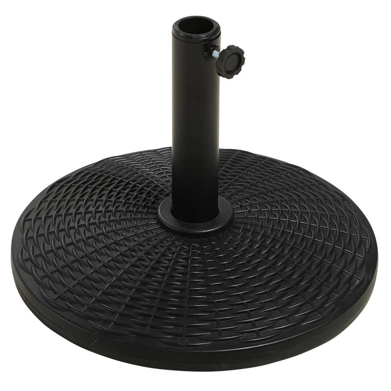 BASE PER OMBRELLONE ROTONDA EFFETTO RATTAN DA 12.5 KG SUPPORTO PER PALI DA 38MM E 48MM Ø44.5 CM NERO