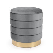 Pouf contenitore cilindrico in velluto 40 cm LUNA Grigio Scuro