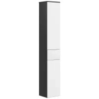 kleankin Colonna Bagno Salvaspazio in Legno con 2 Armadietti e Cassetto, 30x28x180 cm, Nero