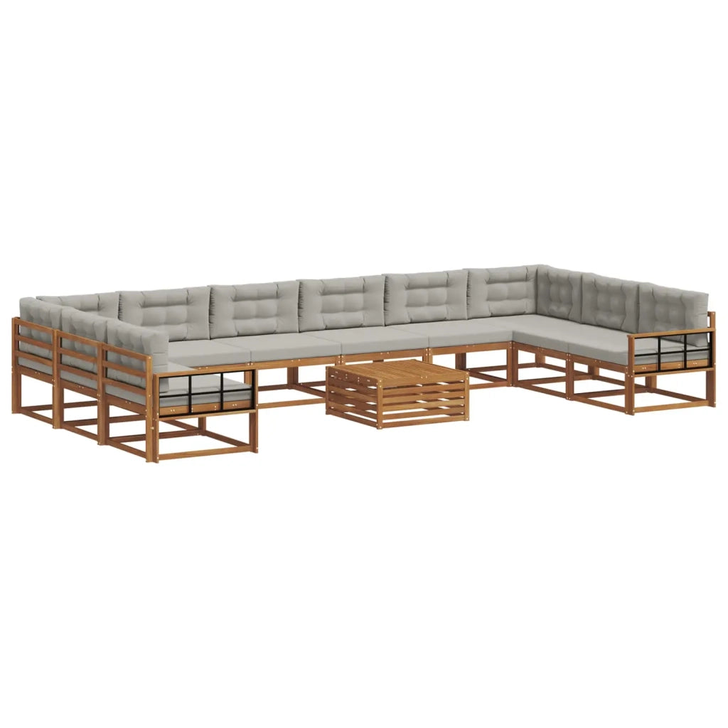 Set di divani da esterno 11 pcs Grigio Naturale e Chiaro 3368284