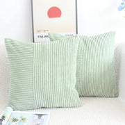 Coprisacco Corduroy 40x40 Verde Set Da 2 Pienamente Striato Moderno Cuscino Decorativo Salotto