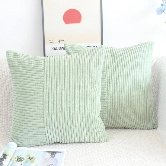Coprisacco Corduroy 40x40 Verde Set Da 2 Pienamente Striato Moderno Cuscino Decorativo Salotto