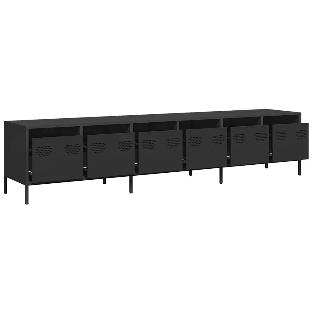 Mobile TV Nero 202x39x43,5 cm in Acciaio Laminato a Freddo 3307149