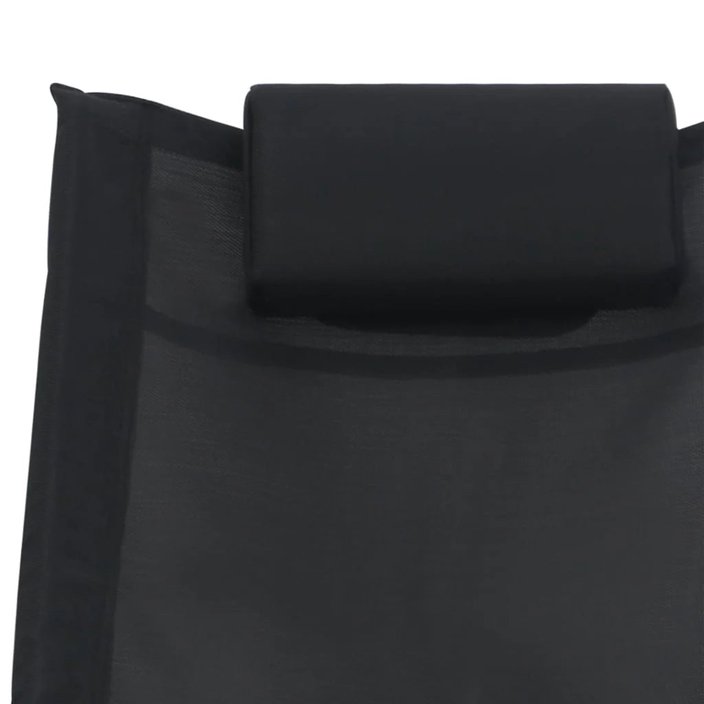 Lettino prendisole sedia a sdraio lettino prendisole letto da giardino mobili da esterno per patio con cuscino in textilene nero 02_0012557