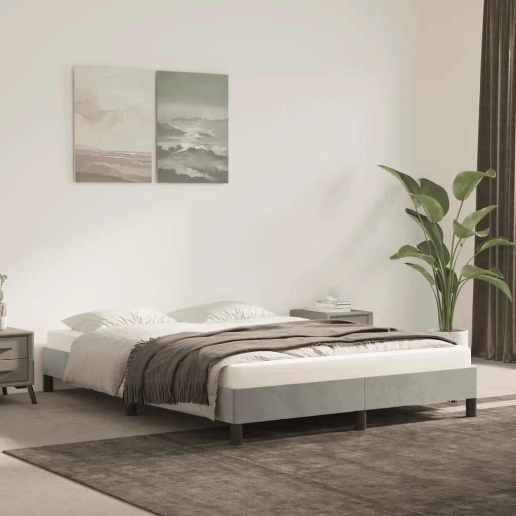 Letto matrimoniale | Letto per adulti | Giroletto senza Materasso Grigio Chiaro 140x190 cm Velluto