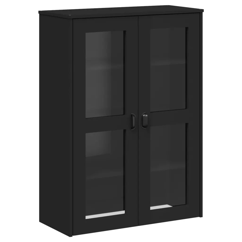 Credenza VIKEN Nera 80x40x190 cm in Legno Massello di Pino