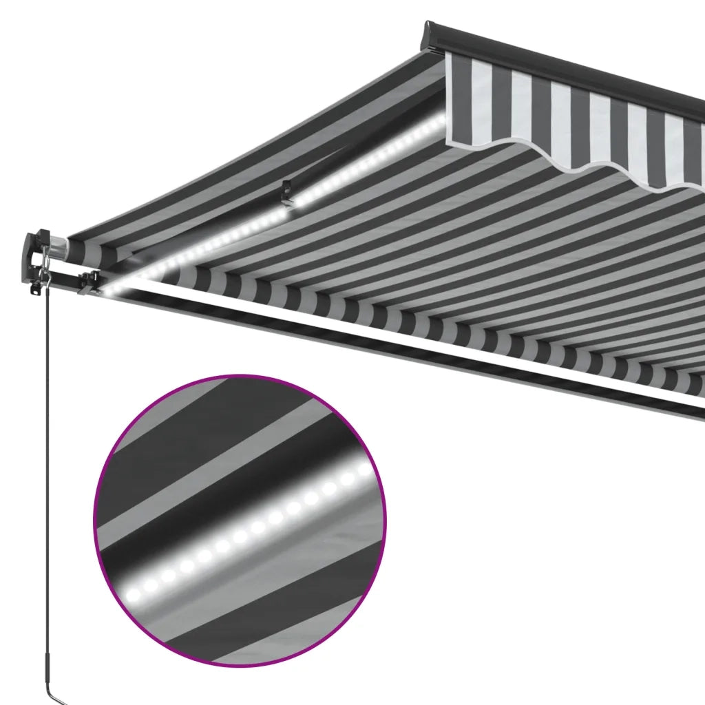 vidaXL Tenda Retrattile Manuale con LED Antracite e Bianco 500x350 cm