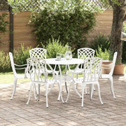 Set da Pranzo per Giardino 7 pcs Bianco Alluminio